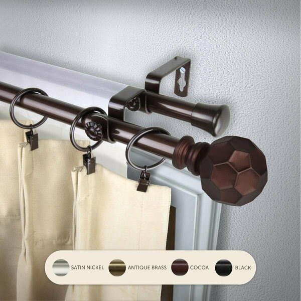 Kd Encimera 0.8125 in. Remi Double Curtain Rod with 66 to 120 in. Extension, Cocoa KD3726025